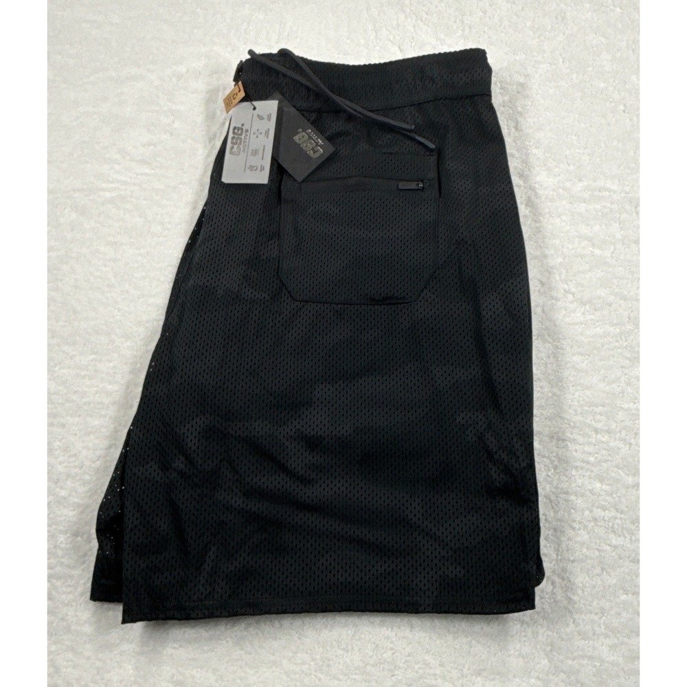 CSG Shorts Mens 3XL Black Mesh Athletic Gym Stretch Drawstring NWT